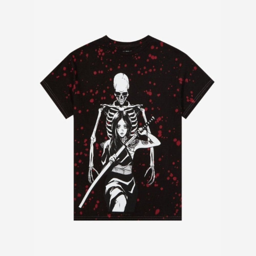 Zombie Makeout Club Women's Katana Skeleton Wash T-Shirt - L